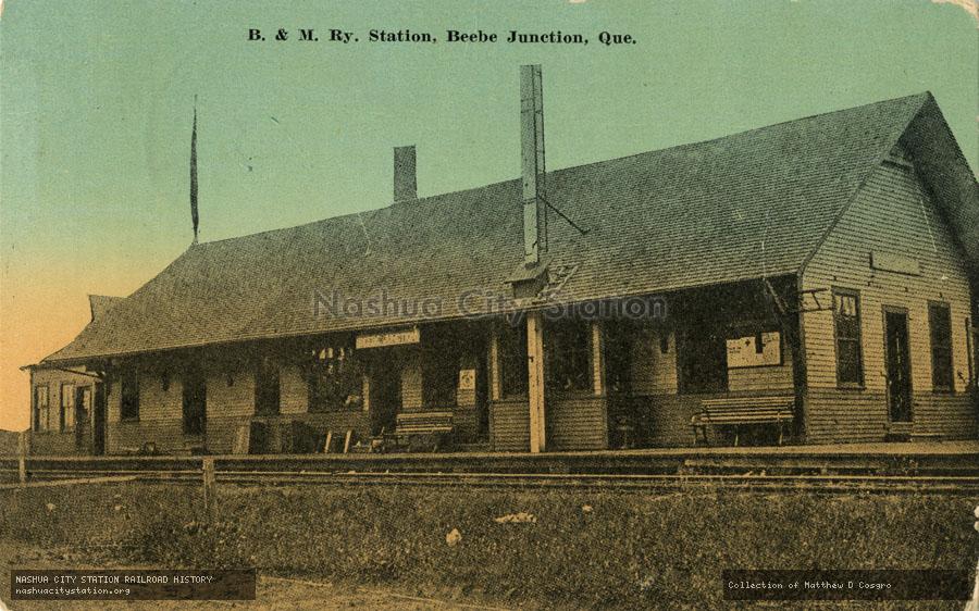 Postcard: Boston & Maine Railway Station, Beebe Junction, Quebec